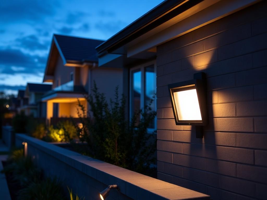 Outdoor security floodlight and garden lighting at dusk in Pretoria East